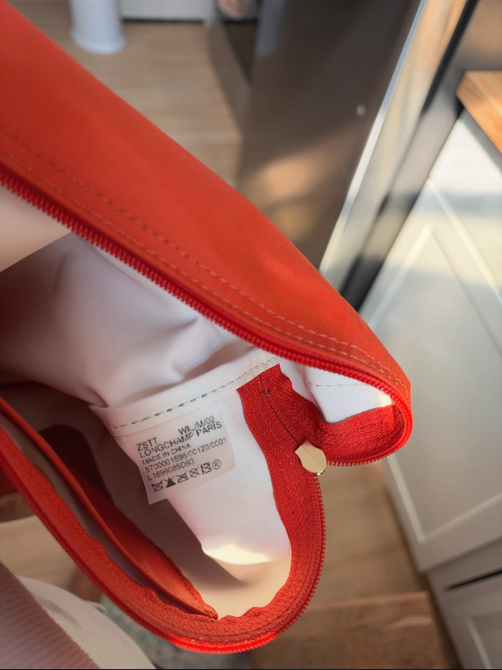 Longchamp Orange Canvas Backpack with Brown Flap - Picture 9 of 9
